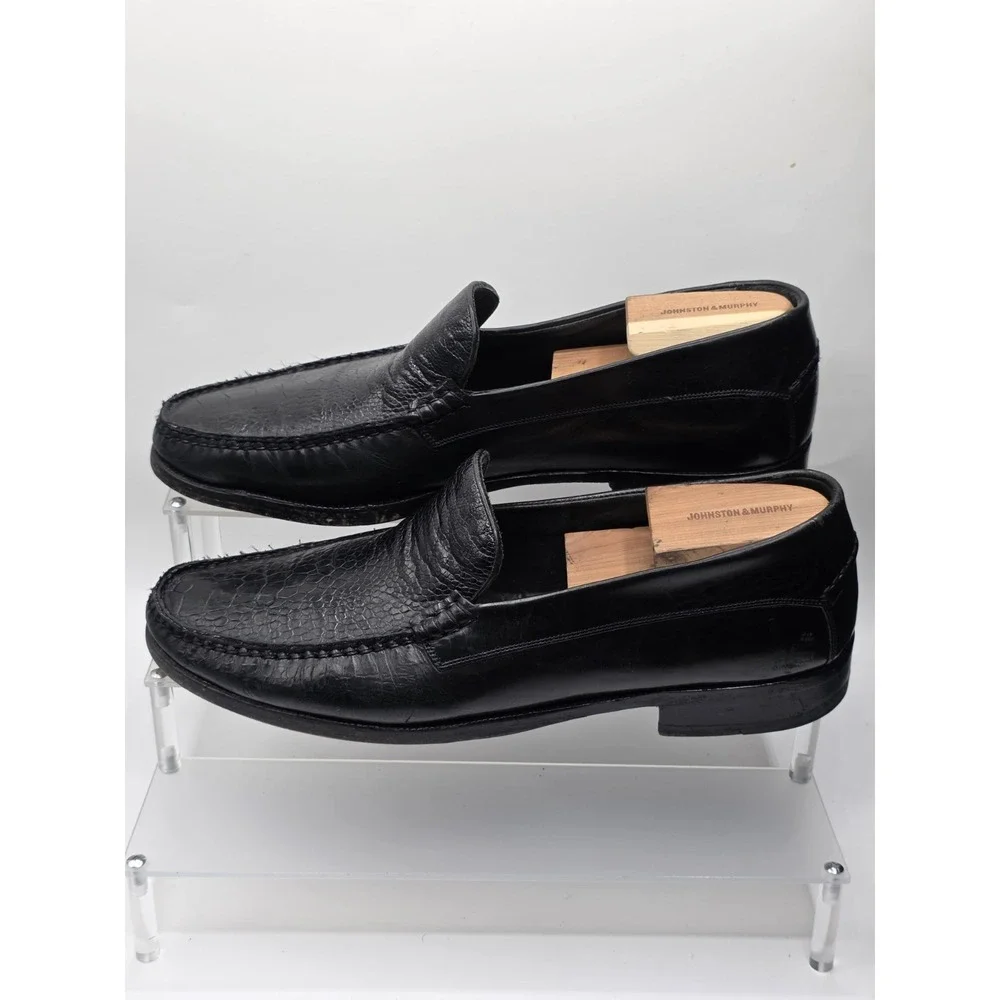 Johnston & Murphy Loafer Shoe's Men's Size 11 M Black Leather Moc Toe Slip On